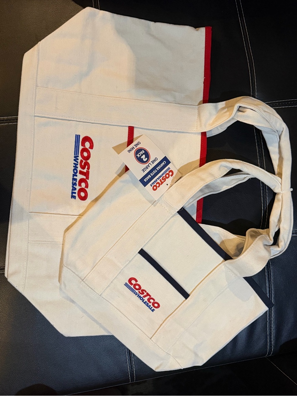 Costco Canvas Tote Bags - Large and Mini Set BNWT